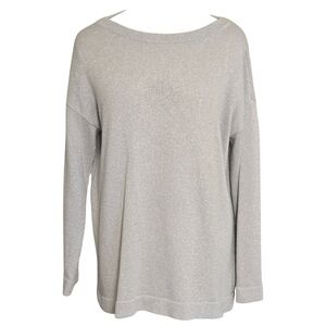 J. Jill Gray Metallic Sparkle Knit Sweater | Size Medium | Holiday Party Chic